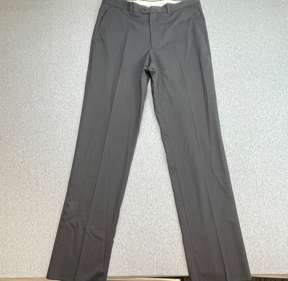 Santorelli Pants Mens 34 x 36 Micro Check Wool Blend Stretch Dress Made In Italy